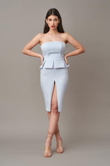 Rochie Baby-bleu, cu corset, conica